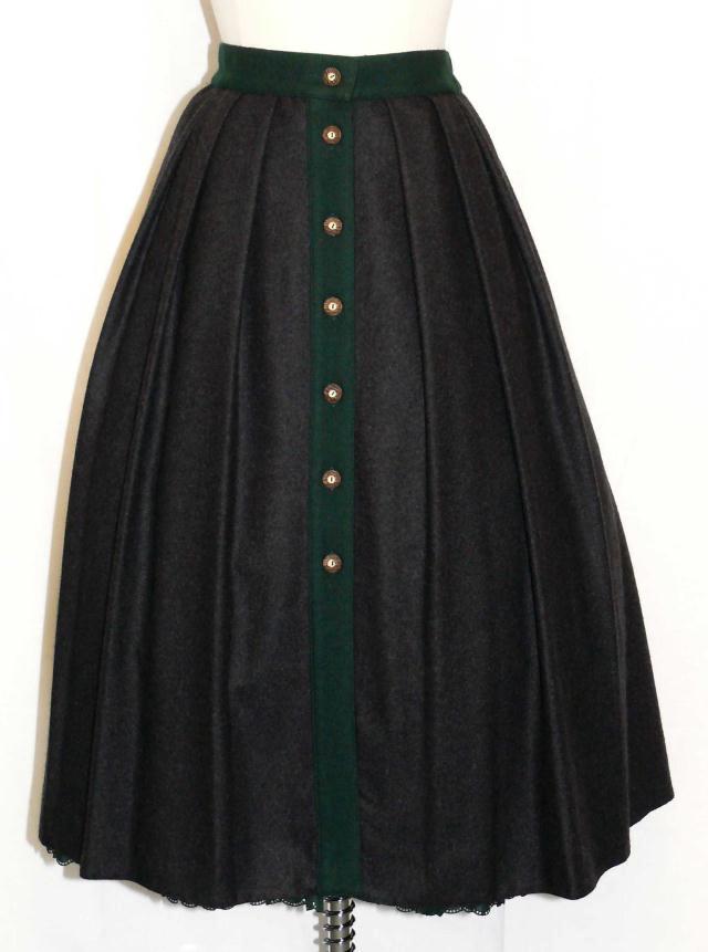 YESSICA ~ BLACK ~ WOOL German PLEATED LACE Full Swing Dress LONG SKIRT 